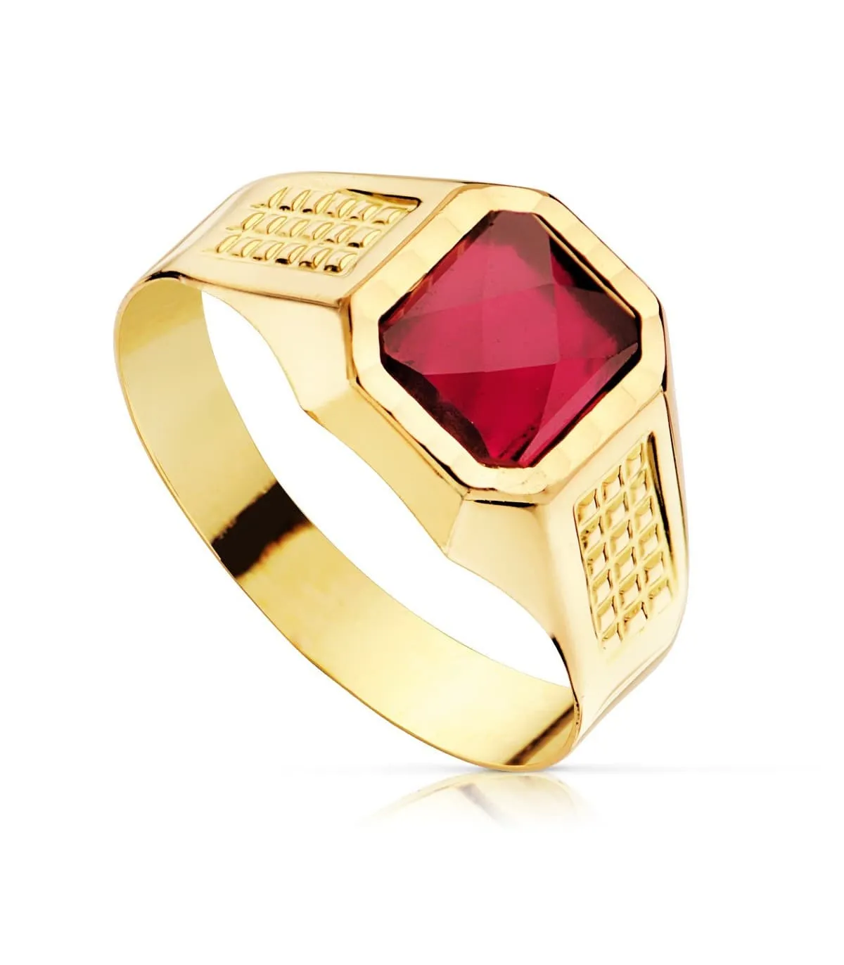 Sello cadete Liam Oro Amarillo 18K Piedra Roja