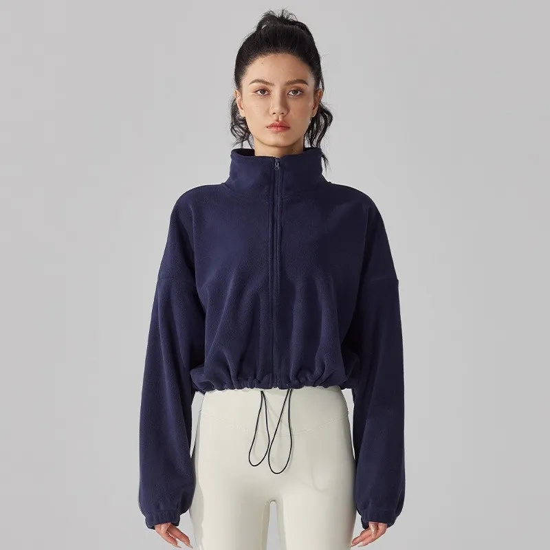 Set de yoga sudaderas recortadas chaquetas con cremallera completas ligeramente hinchadas Sherpa Coats polar Fleece Invry Mez