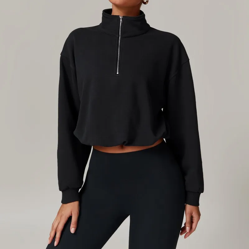 Set de yoga sudaderas recortadas chaquetas con cremallera completas ligeramente hinchadas Sherpa Coats polar Fleece Invry Mez
