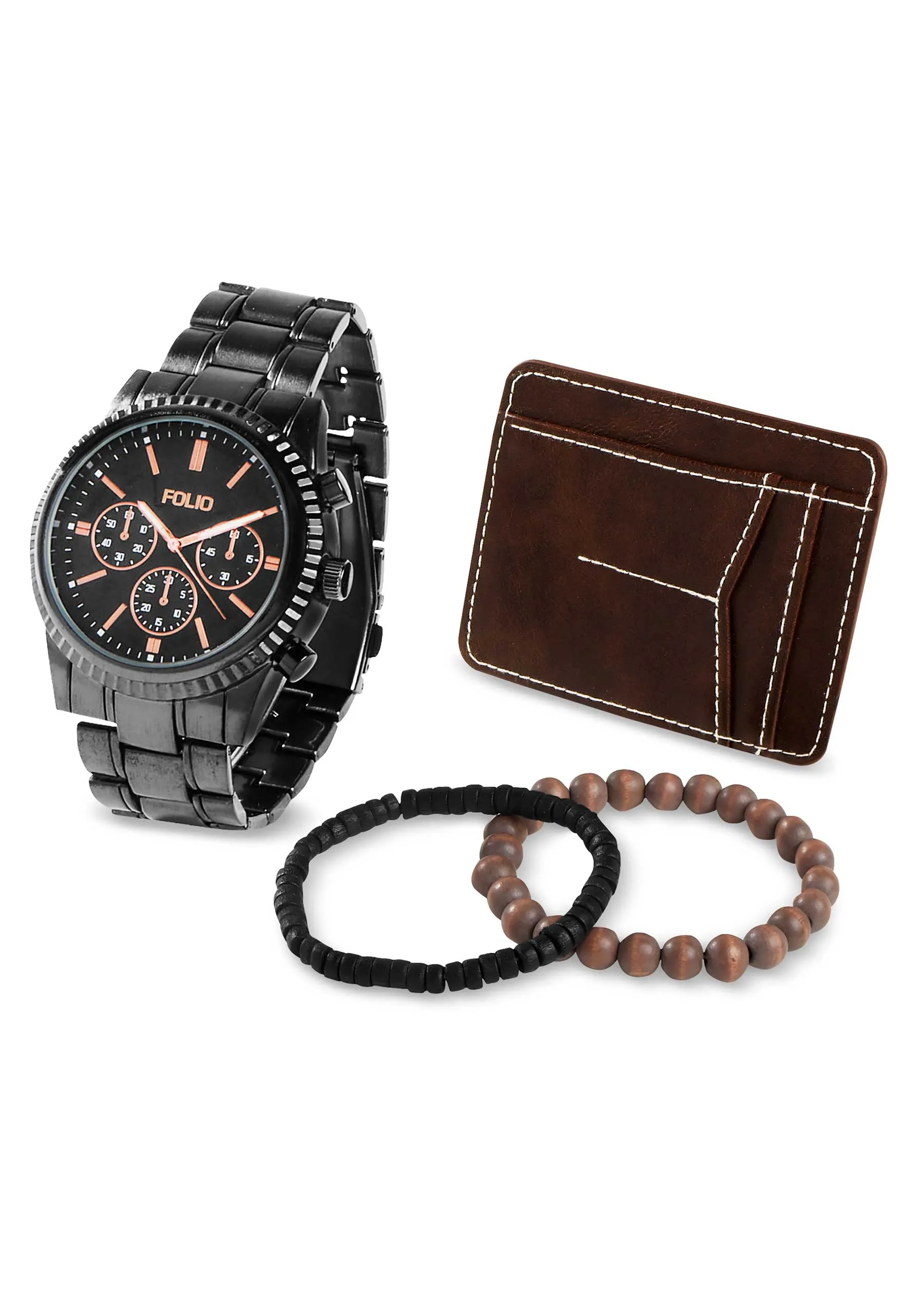 SET RELOJ, PULSERAS Y TARJETERO PARA HOMBRE 44803