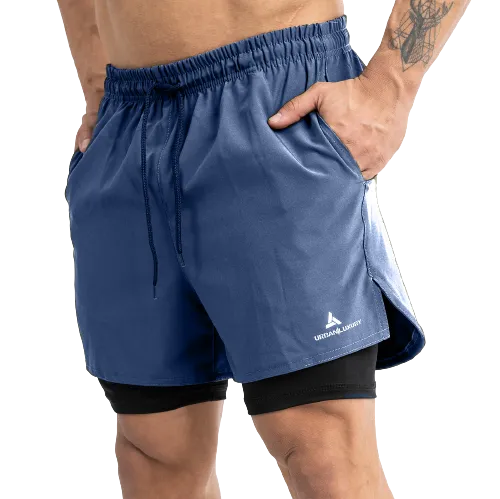 SHORT CON CALZA Y BOLSILLOS DEPORTIVO HOMBRE AZUL SHLYBCCMICRO