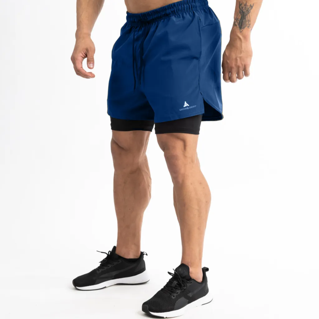 SHORT CON CALZA Y BOLSILLOS DEPORTIVO HOMBRE AZUL SHLYBCCMICRO