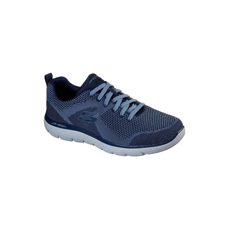 SKECHERS 232057 AZUL  ZAPATILLAS DE HOMBRE DE CORDONES EN TELA JASPEADA CON PLANTILLA MEMORY GEL