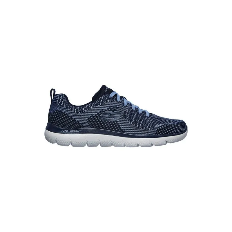 SKECHERS 232057 AZUL  ZAPATILLAS DE HOMBRE DE CORDONES EN TELA JASPEADA CON PLANTILLA MEMORY GEL