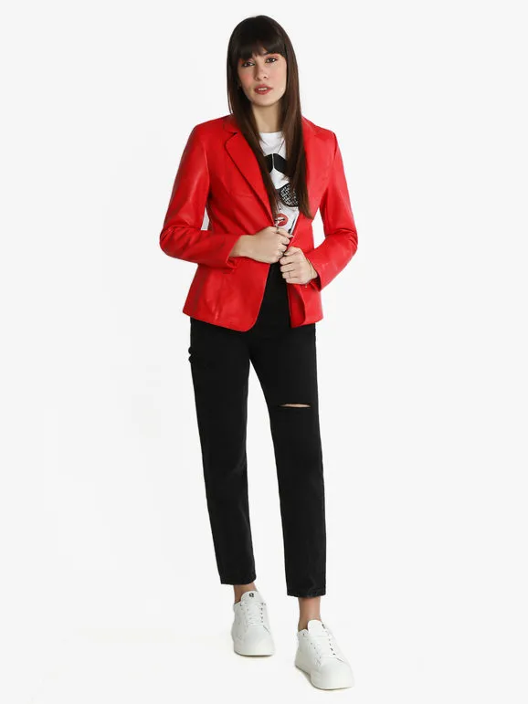 Solada Chaqueta de piel ecológica para mujer.