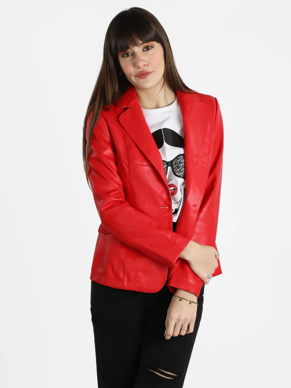 Solada Chaqueta de piel ecológica para mujer.