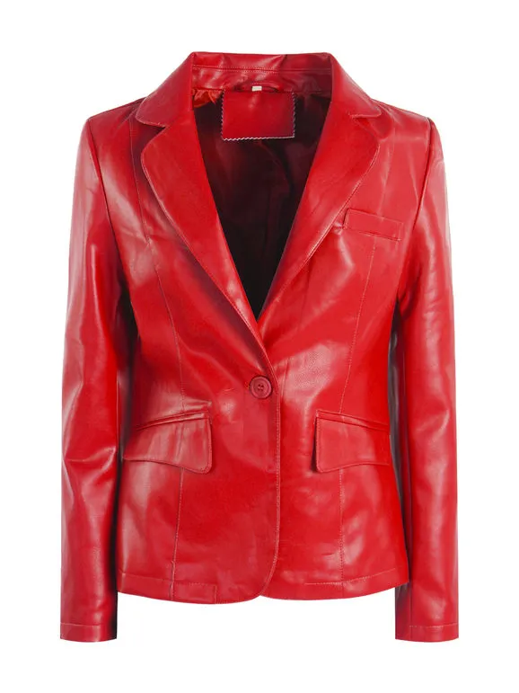 Solada Chaqueta de piel ecológica para mujer.