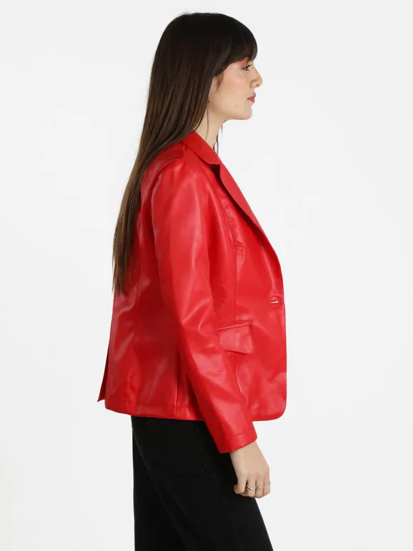 Solada Chaqueta de piel ecológica para mujer.
