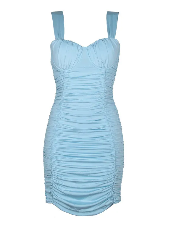Solada Vestido tubo drapeado corto para mujer