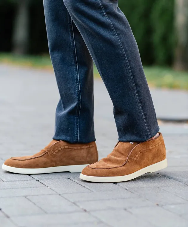 Stefano Ricci Brown suede deserts with logo
