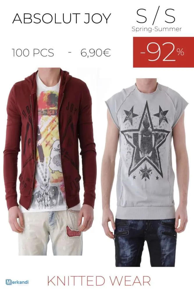 STOCK DE SUDADERAS DE HOMBRE ABSOLUT JOY S/S