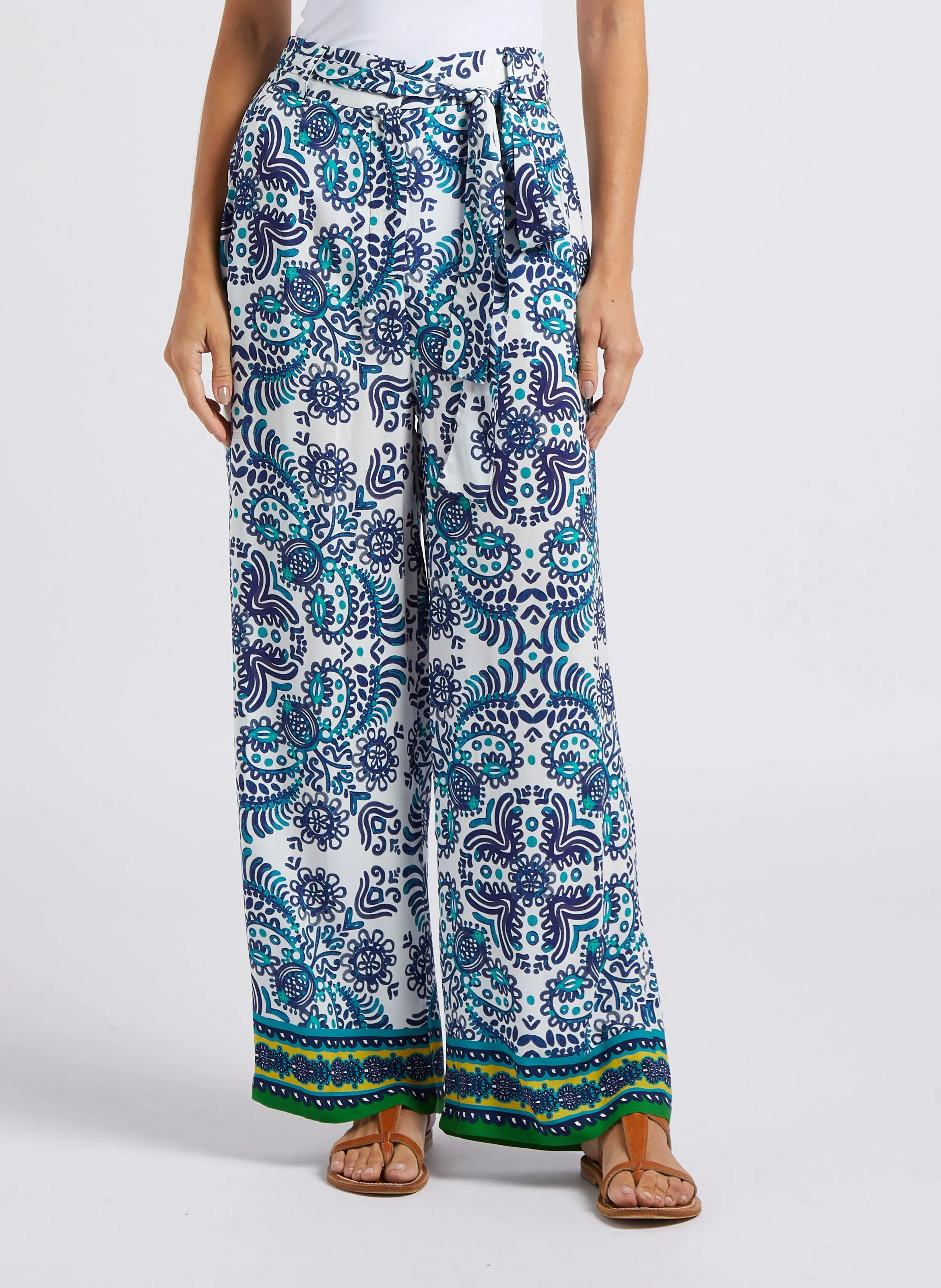 SUD EXPRESS PEXACO  PANTALóN ANCHO DE TALLE ALTO ESTAMPADO EN AZUL