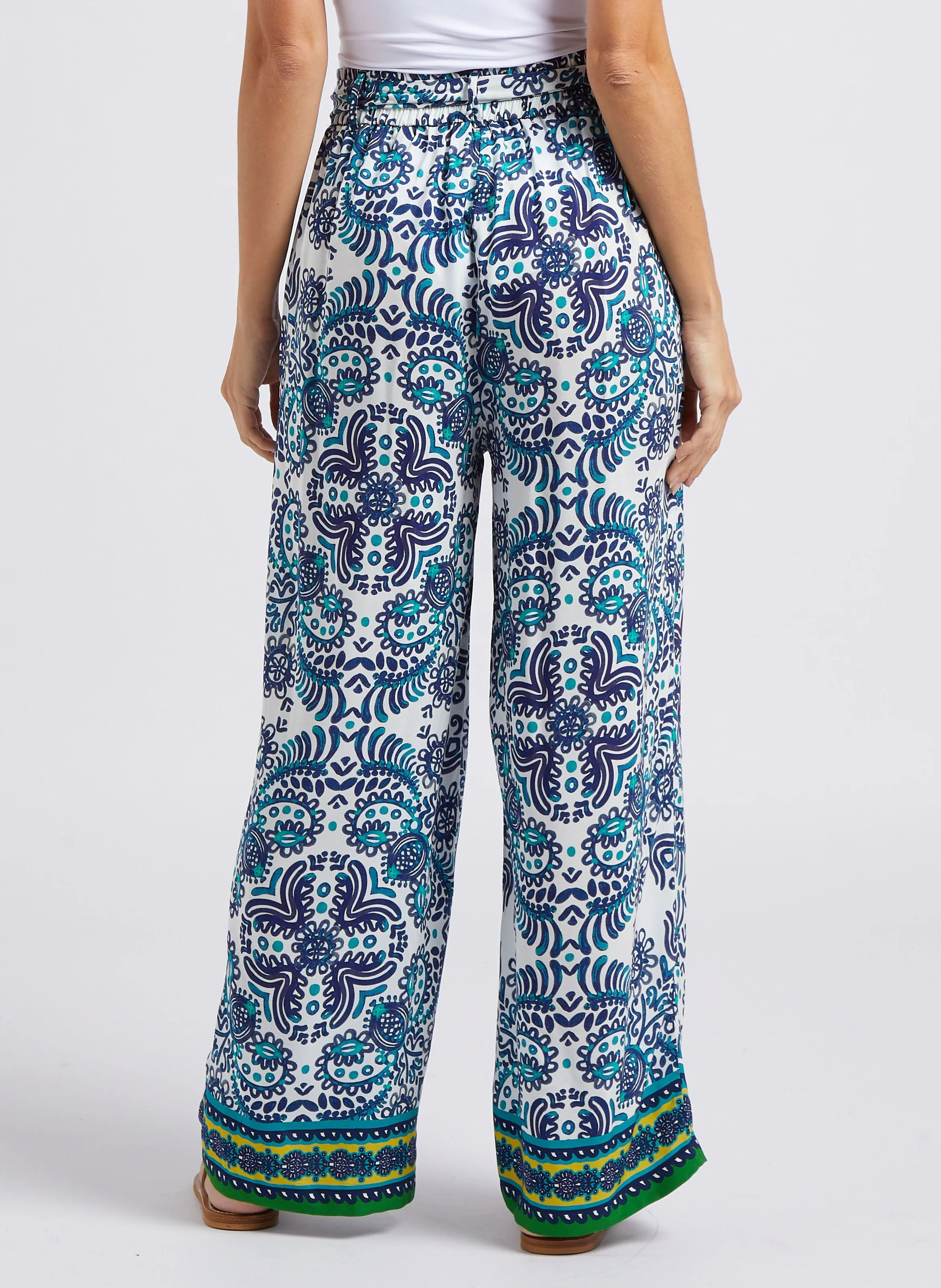SUD EXPRESS PEXACO  PANTALóN ANCHO DE TALLE ALTO ESTAMPADO EN AZUL