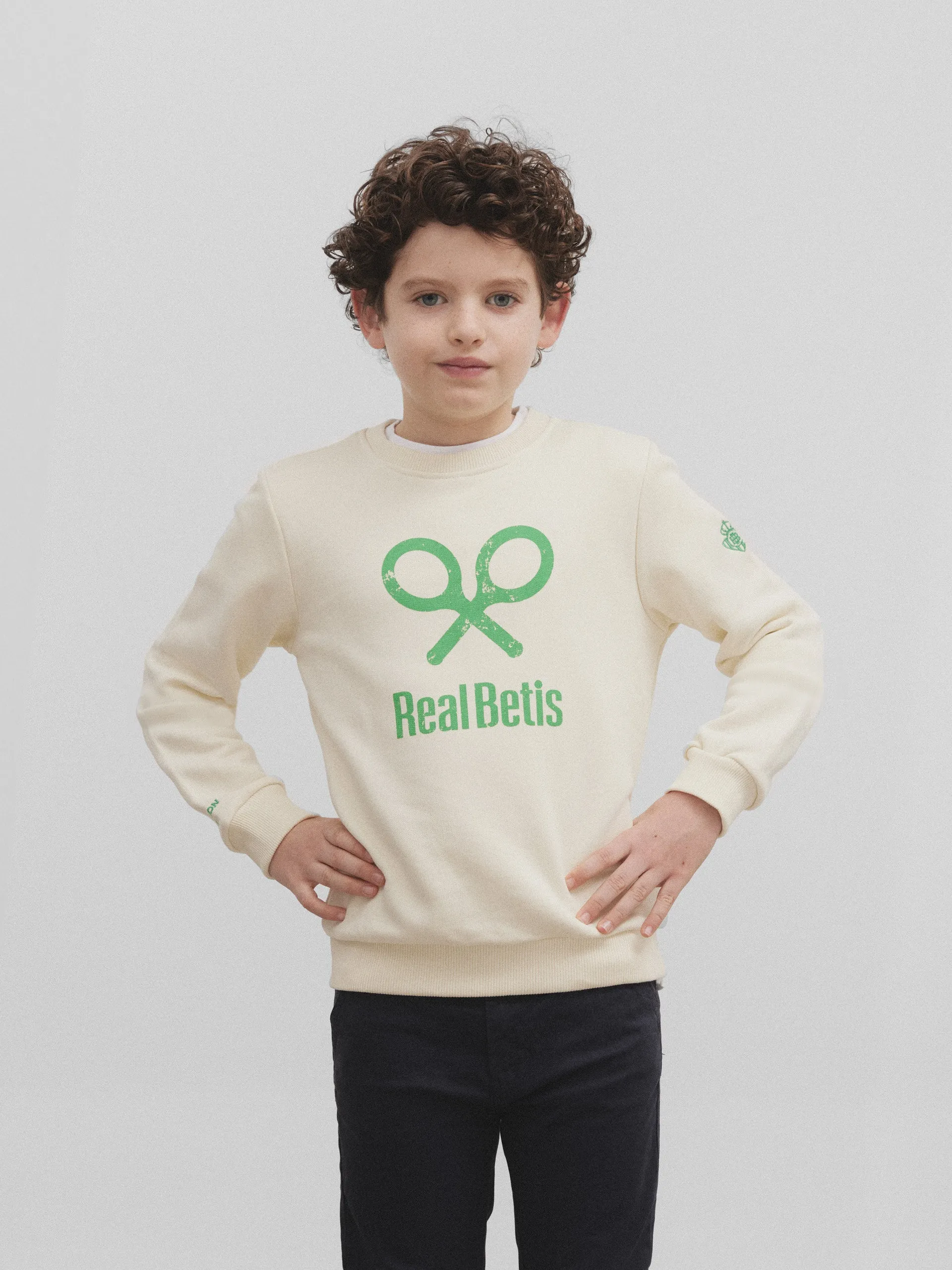 Sudadera kids raqueta real betis crema