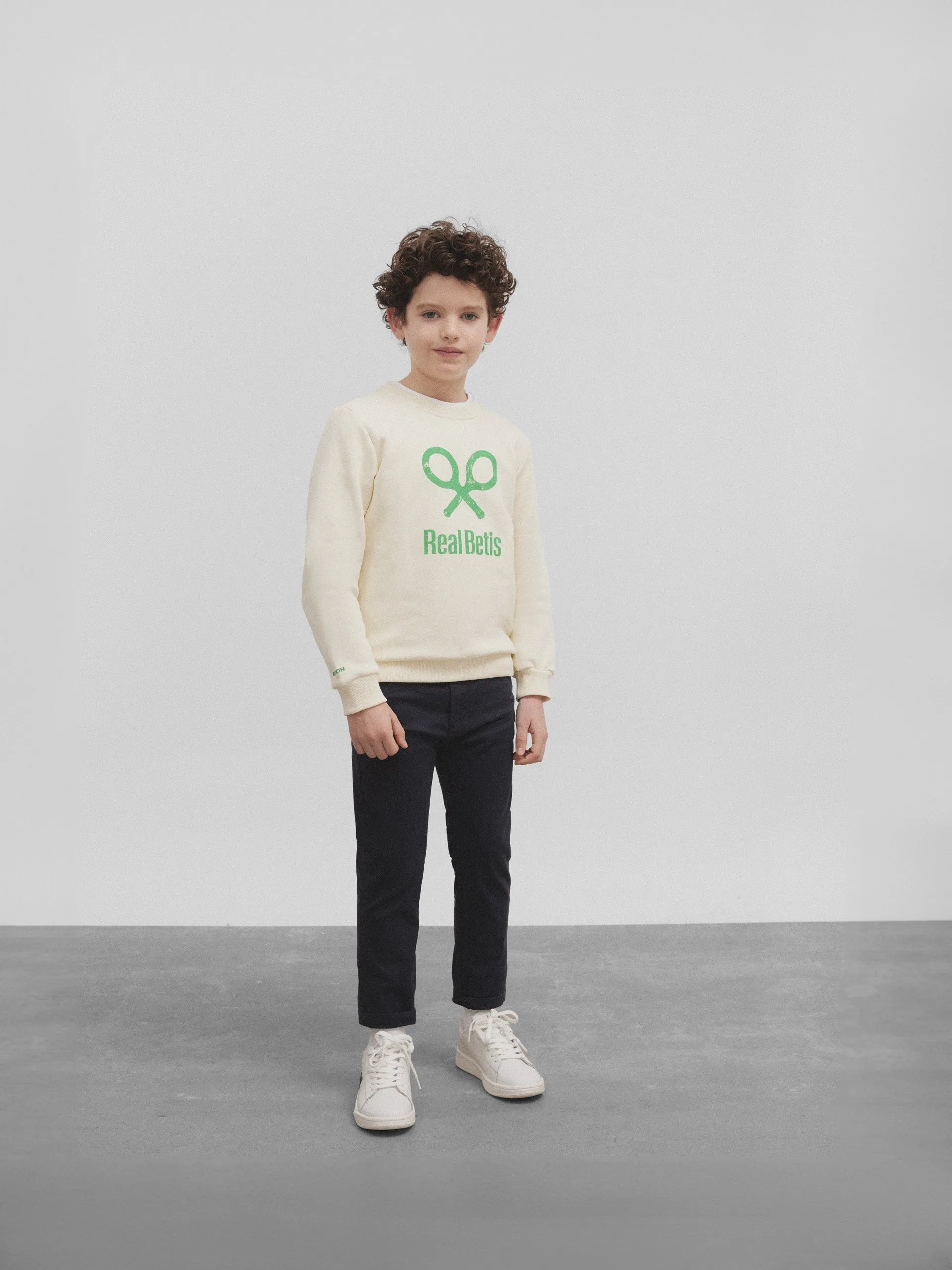 Sudadera kids raqueta real betis crema