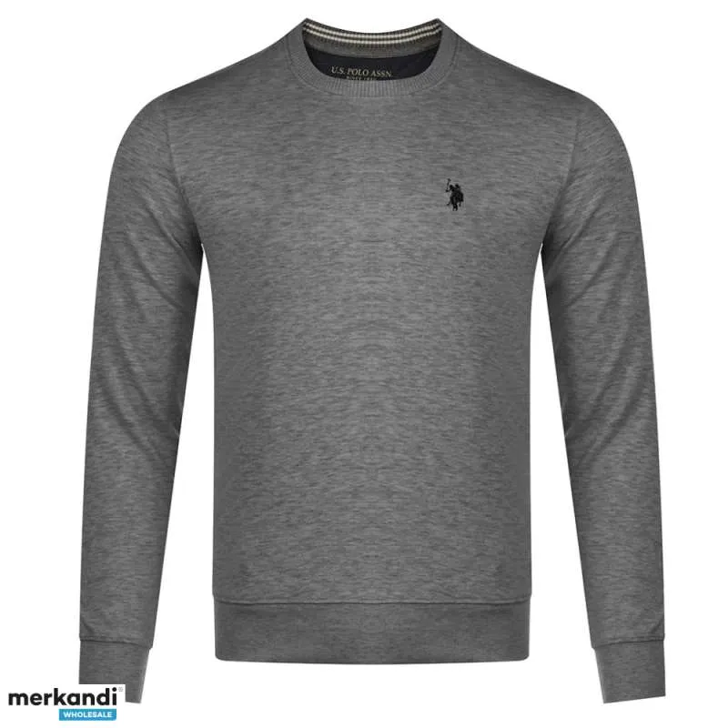 Sudaderas de stock de U.S. POLO ASSN. Gris sin capucha y azul marino
