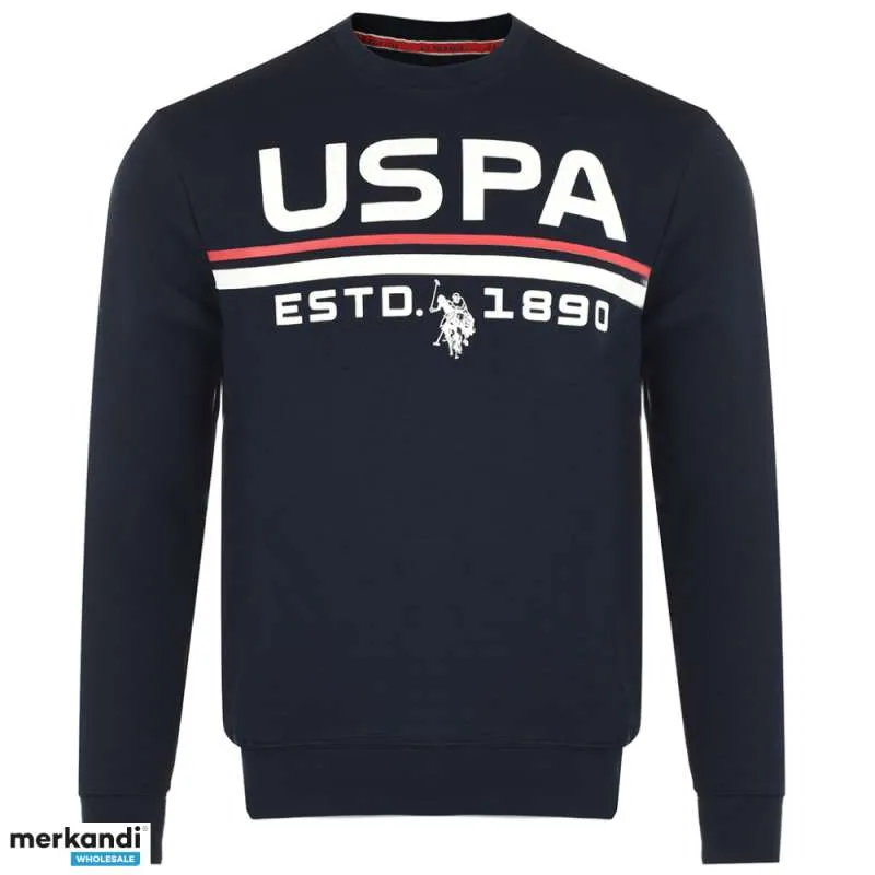Sudaderas de stock de U.S. POLO ASSN. Gris sin capucha y azul marino