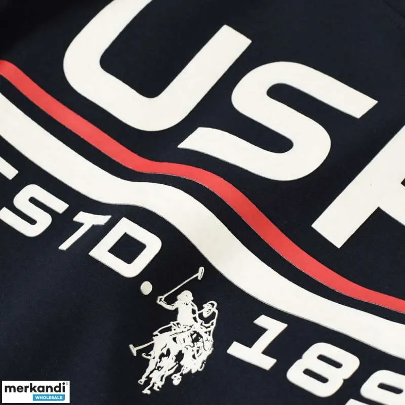 Sudaderas de stock de U.S. POLO ASSN. Gris sin capucha y azul marino