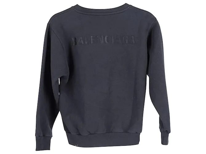 Suéter de cuello redondo con logotipo de Balenciaga en algodón negro 