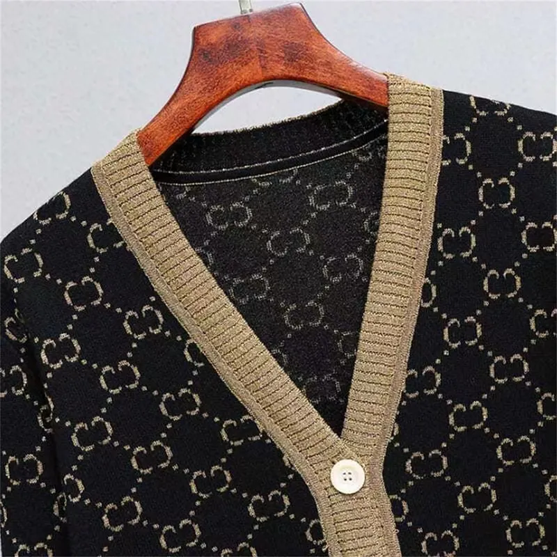 Sweaters Women Sweaters Autumn Winter Jackets Cardigans Knits Catón suelto Carta de abrigo Camas impresas Damas espesas de chaqu
