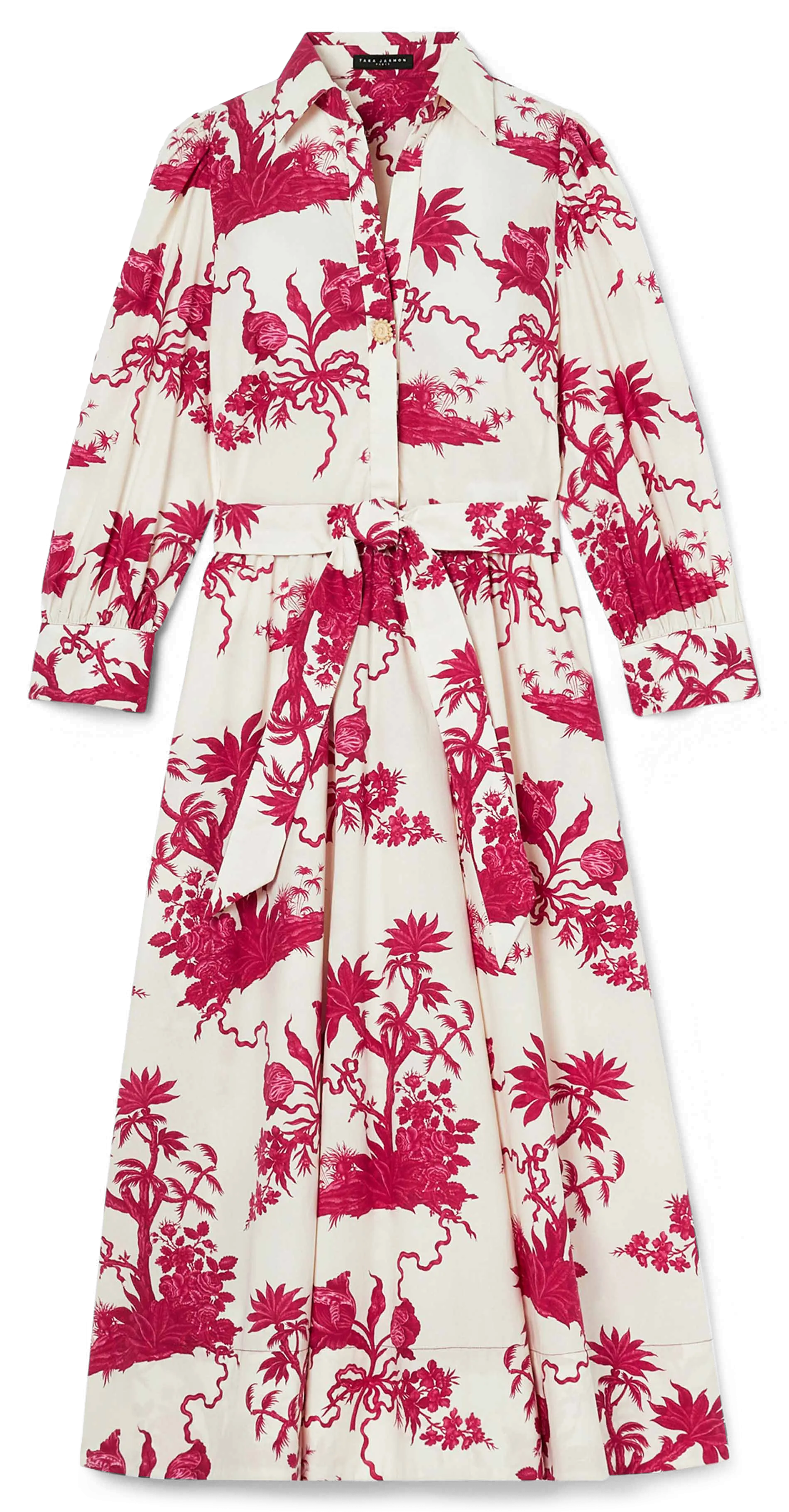 TARA JARMON RIVOLTINE  VESTIDO DE ALGODóN LARGO ESTAMPADO EN BLANCO