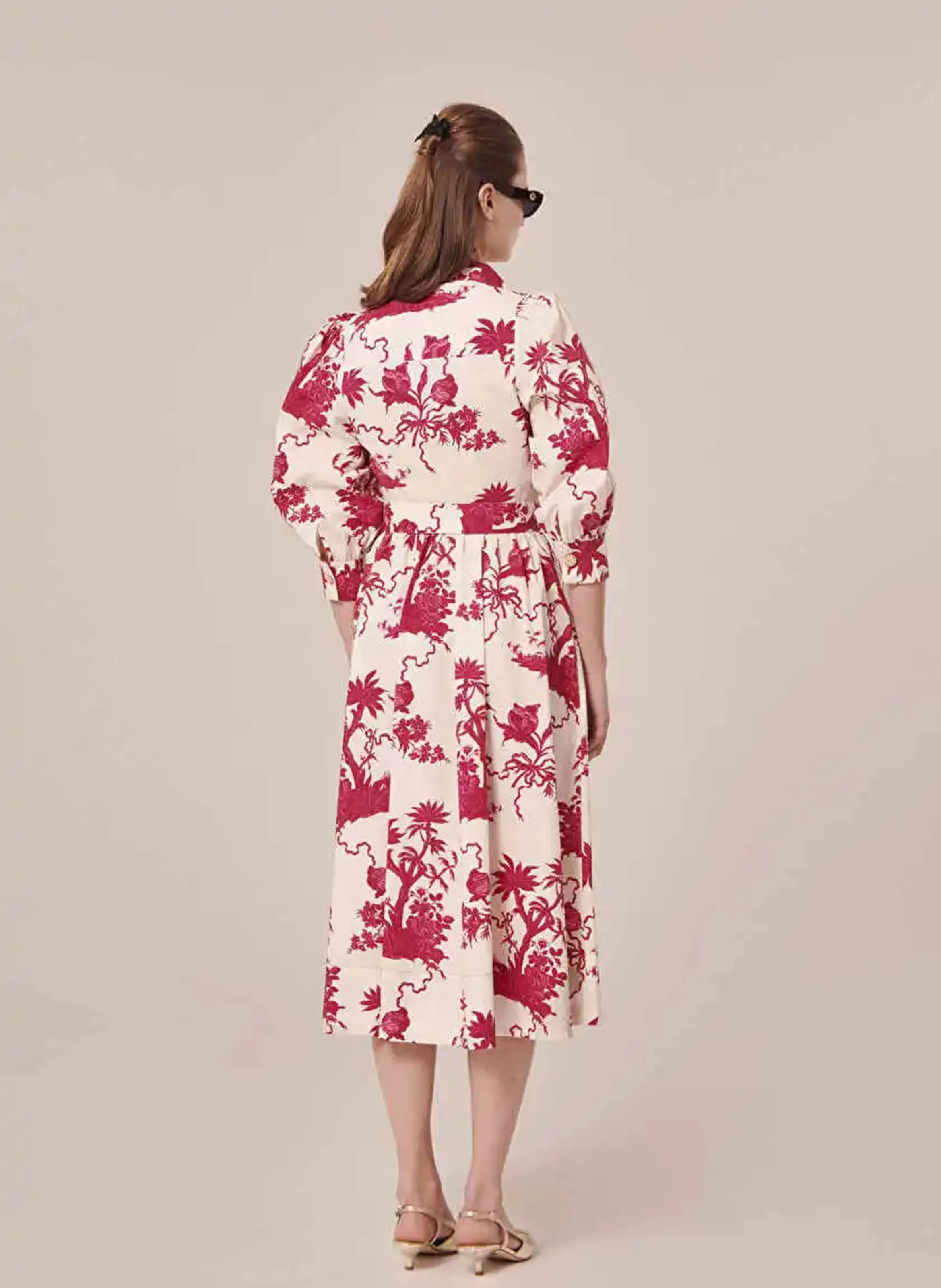 TARA JARMON RIVOLTINE  VESTIDO DE ALGODóN LARGO ESTAMPADO EN BLANCO