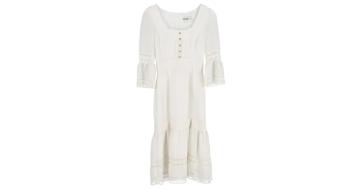 Temperley London Vestido midi Alice by Temperley en seda blanca Blanco 