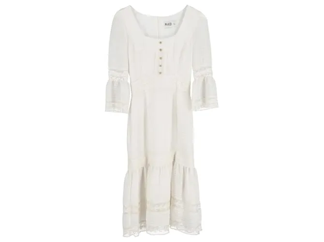 Temperley London Vestido midi Alice by Temperley en seda blanca Blanco 