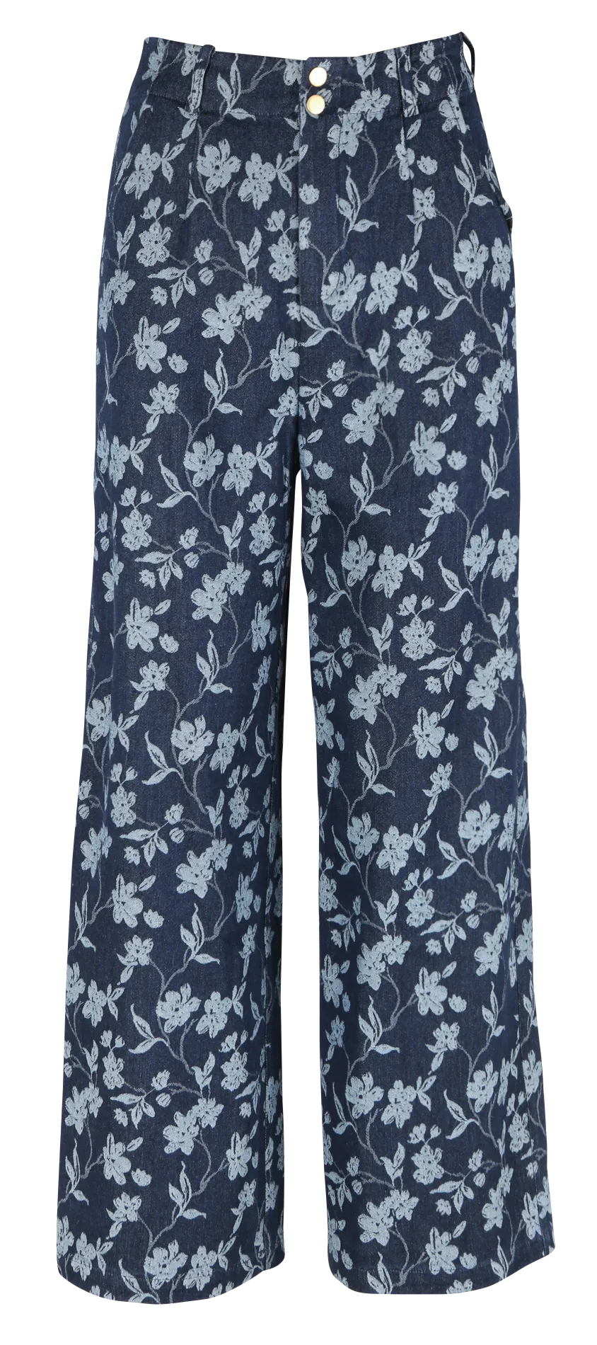 THE KORNER Pantalón amplio de algodón mezclado con estampado floral. en azul