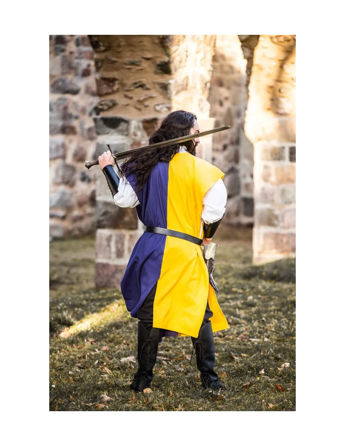 TúNICA MEDIEVAL BIPART FROJOERICK, AZULAMARILLO