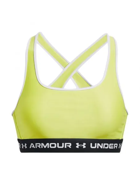 UNDER ARMOUR Top Mid Crossback Sports Bra Mujer Lime Yellow/White