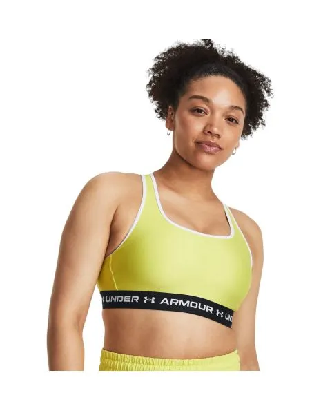 UNDER ARMOUR Top Mid Crossback Sports Bra Mujer Lime Yellow/White