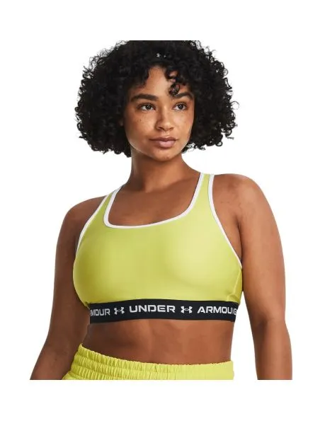 UNDER ARMOUR Top Mid Crossback Sports Bra Mujer Lime Yellow/White