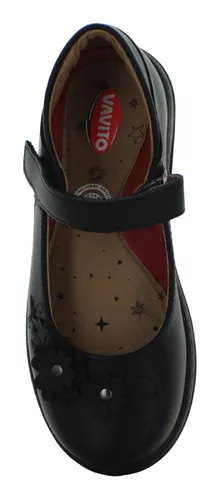Vavito Zapato Balerina Escolar Vestir Piel Negro Niña 85410