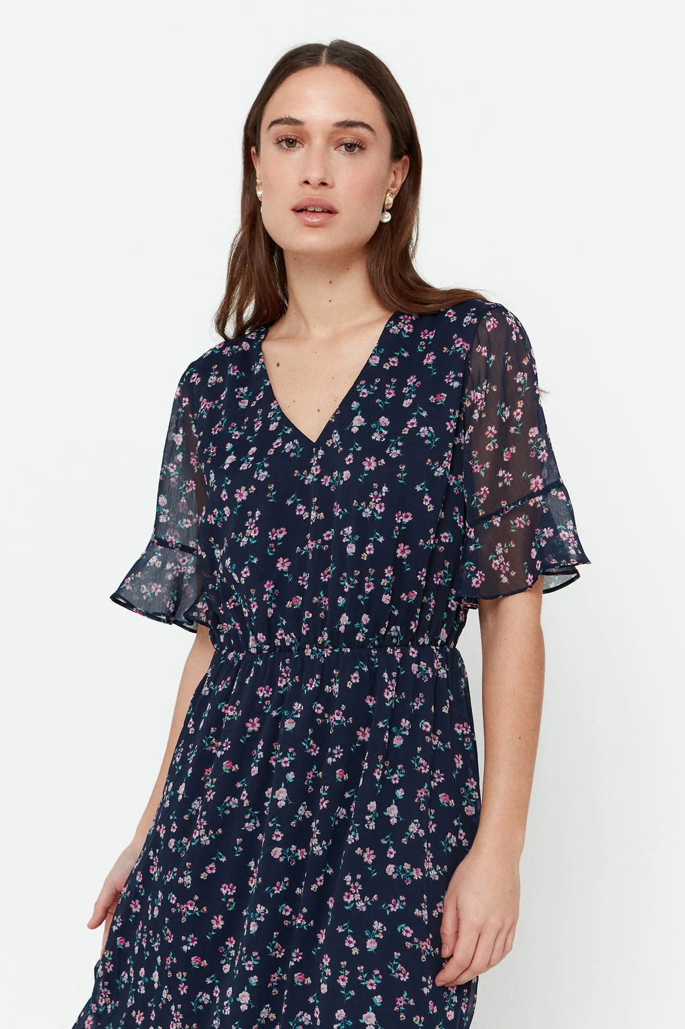 Vero Moda Vestido corto manga corta y cuello pico