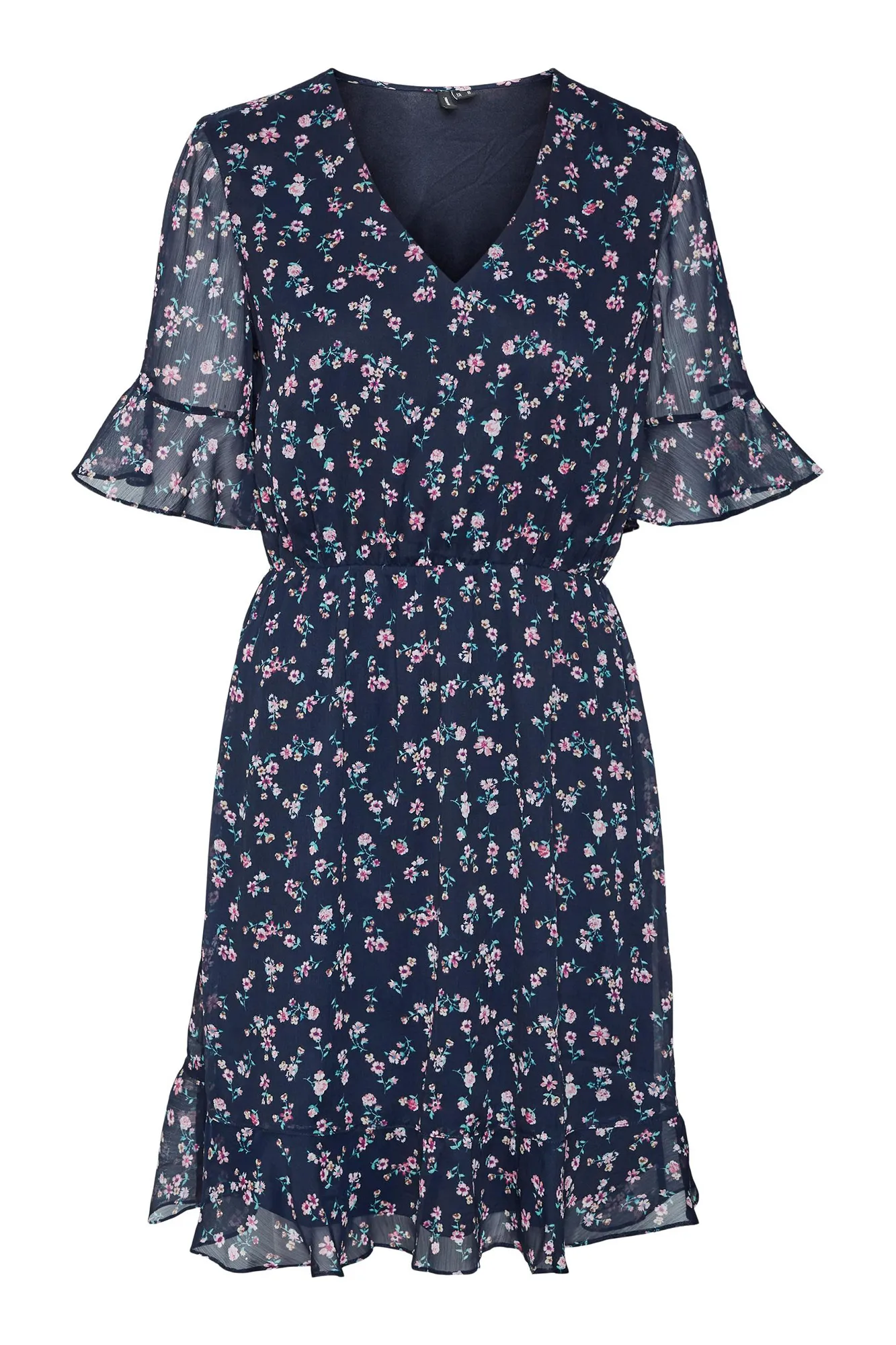 Vero Moda Vestido corto manga corta y cuello pico