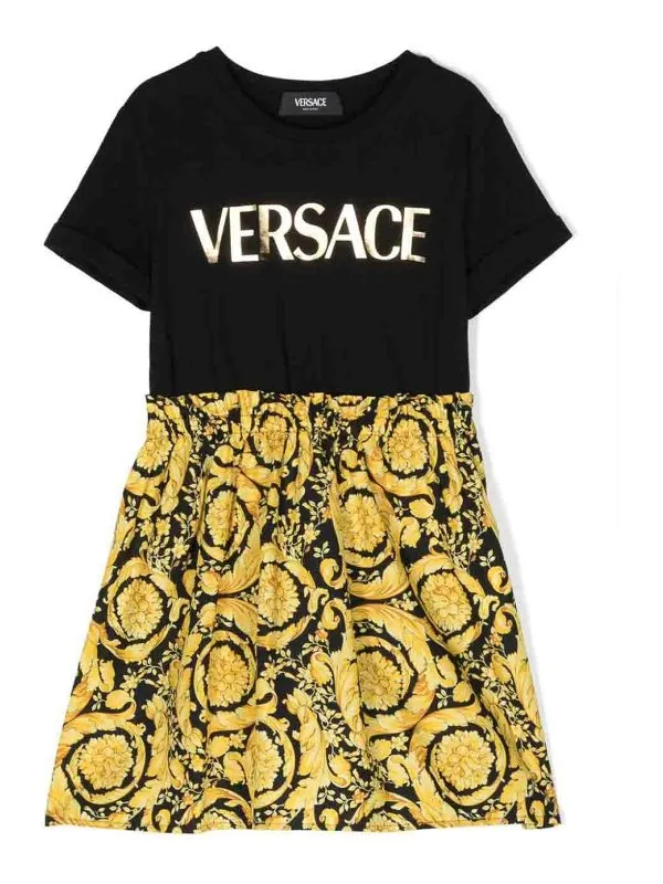 VERSACE YOUNG VESTIDO MIDI  NEGRO