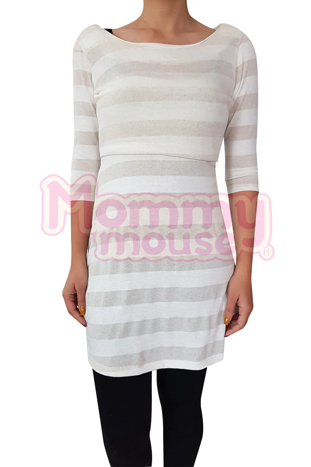 VESTIDOBLUSóN MATERNIDADLACTANCIA. BEIGE RAYAS