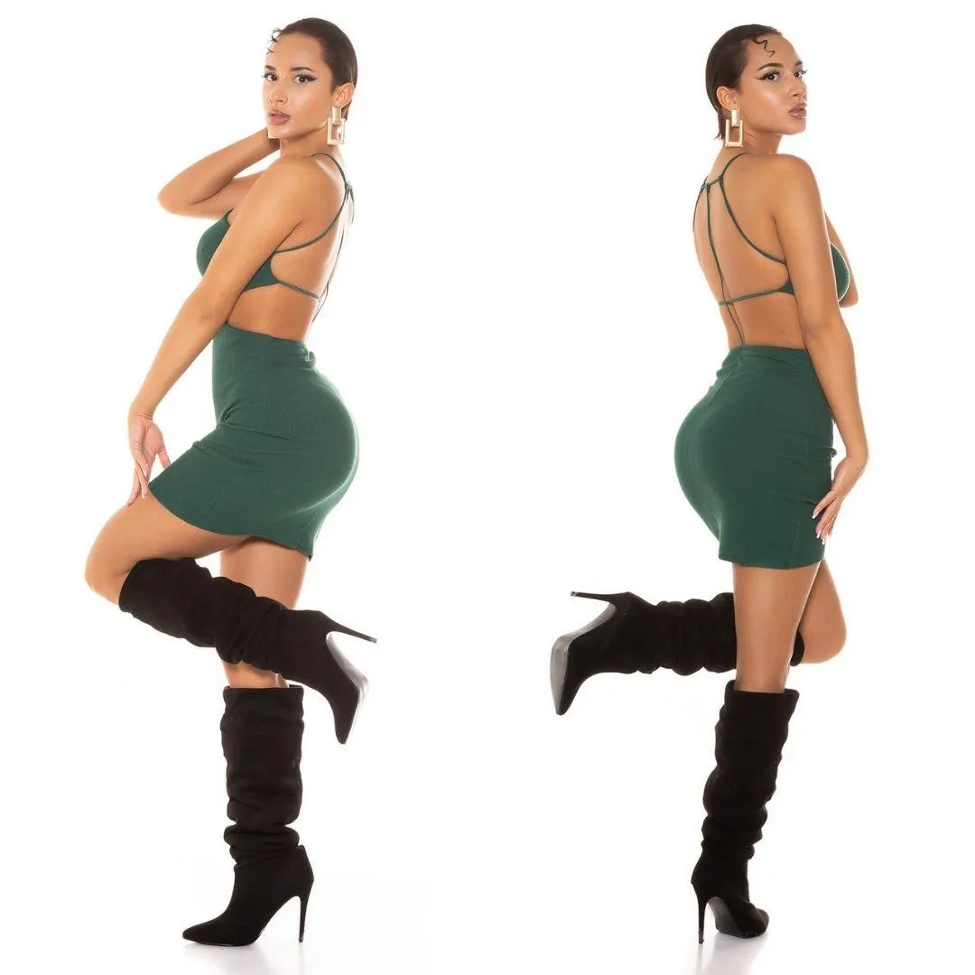 Vestido corto con tirantes verde 