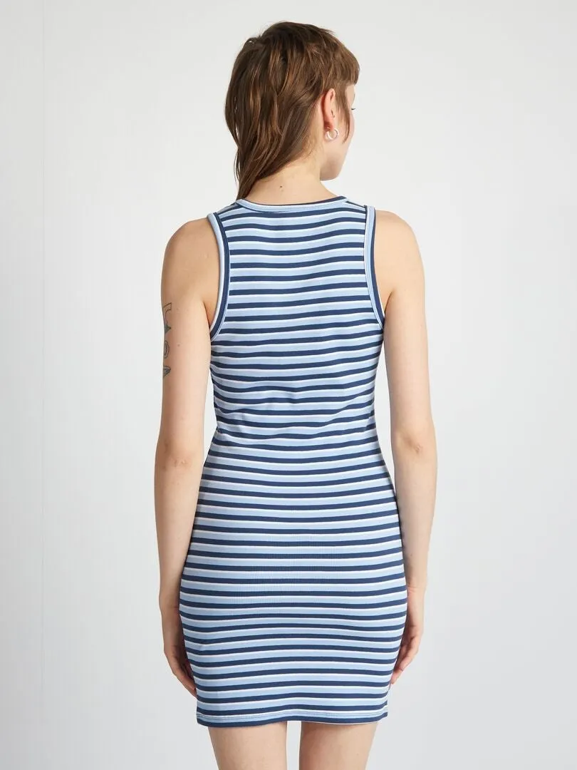 VESTIDO CORTO ENTALLADO DE CANALé  AZUL