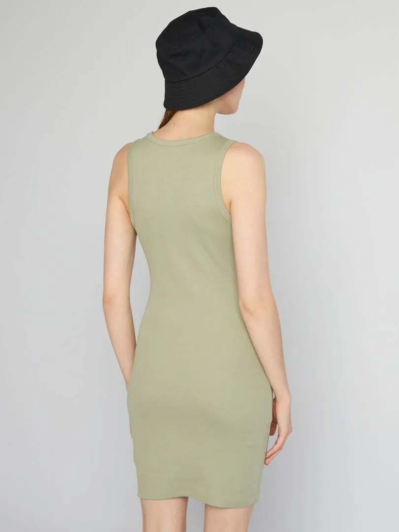 VESTIDO CORTO ENTALLADO DE CANALé  VERDE