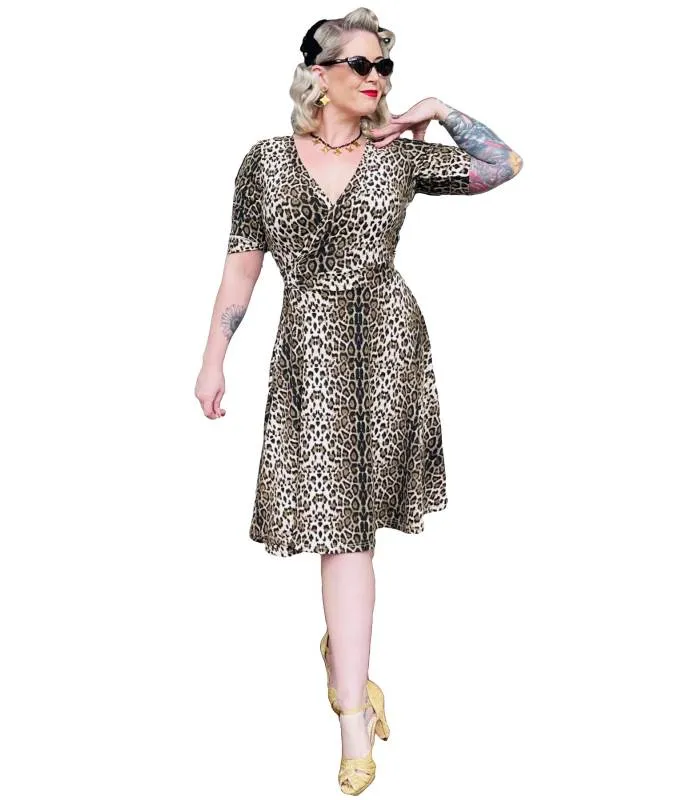 VESTIDO CRUZADO PUNTO LEOPARDO RETRO DOLLY AND DOTTY V870TIGER