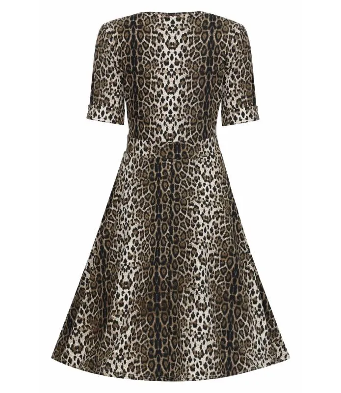 VESTIDO CRUZADO PUNTO LEOPARDO RETRO DOLLY AND DOTTY V870TIGER
