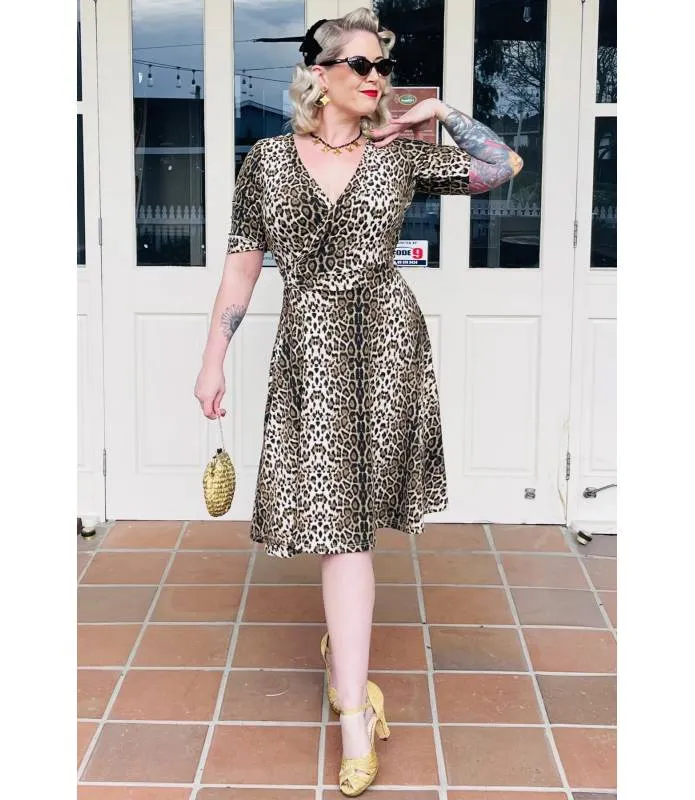 VESTIDO CRUZADO PUNTO LEOPARDO RETRO DOLLY AND DOTTY V870TIGER