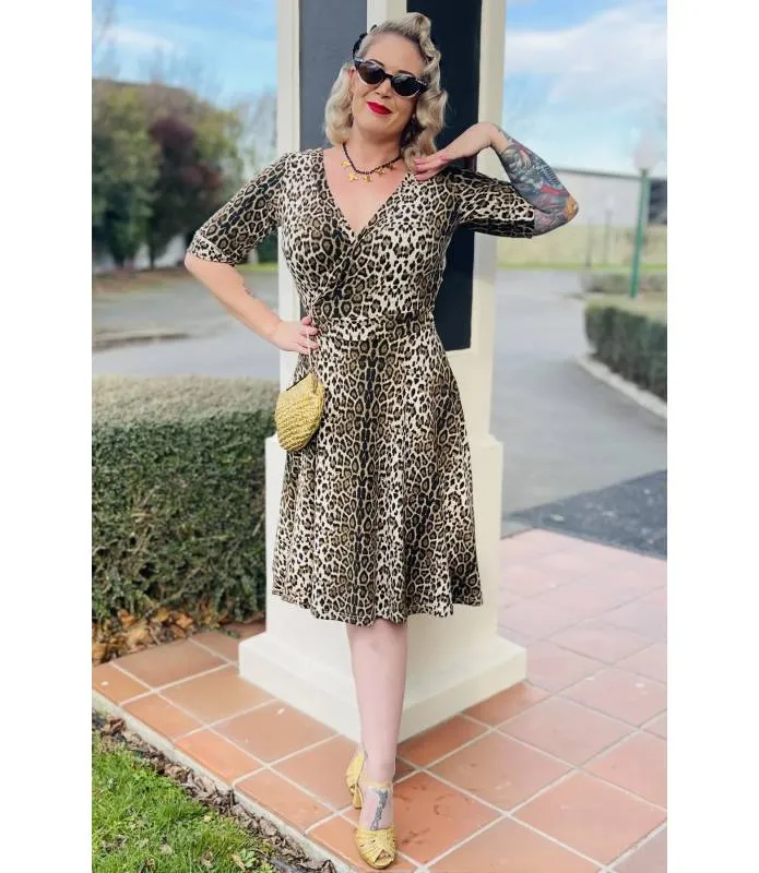 VESTIDO CRUZADO PUNTO LEOPARDO RETRO DOLLY AND DOTTY V870TIGER