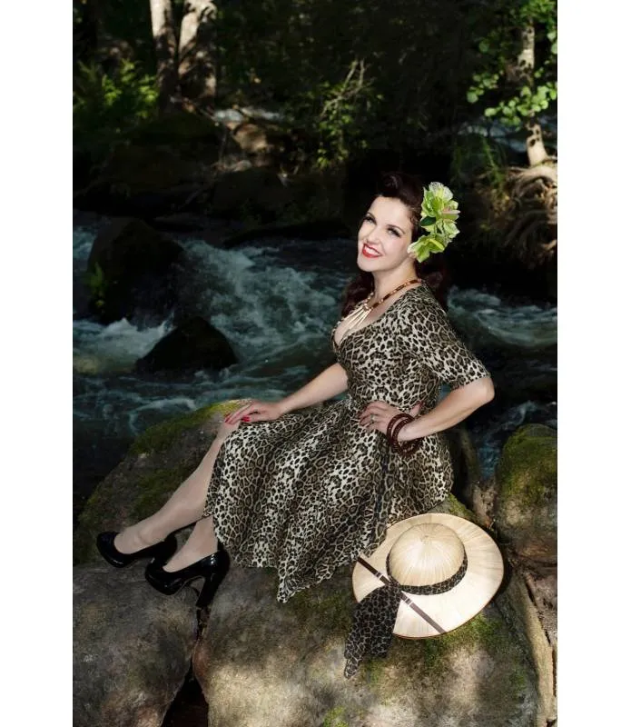VESTIDO CRUZADO PUNTO LEOPARDO RETRO DOLLY AND DOTTY V870TIGER