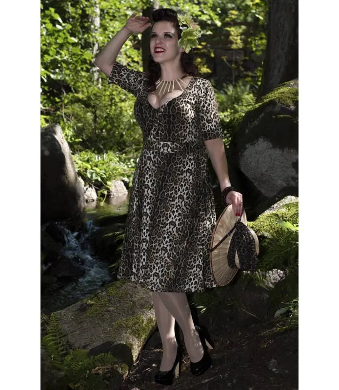 VESTIDO CRUZADO PUNTO LEOPARDO RETRO DOLLY AND DOTTY V870TIGER
