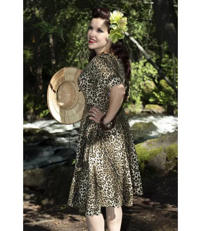 VESTIDO CRUZADO PUNTO LEOPARDO RETRO DOLLY AND DOTTY V870TIGER