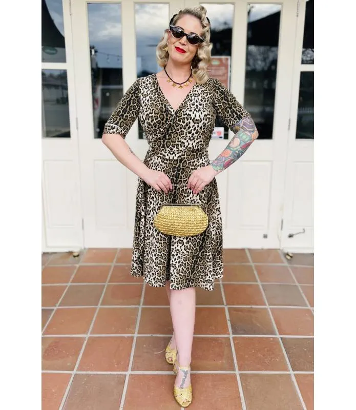 VESTIDO CRUZADO PUNTO LEOPARDO RETRO DOLLY AND DOTTY V870TIGER