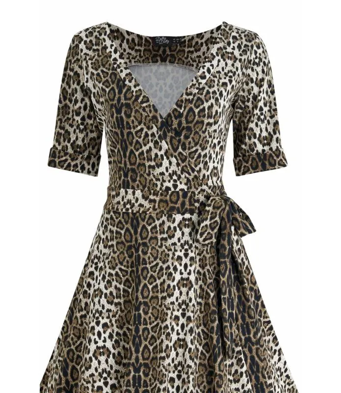 VESTIDO CRUZADO PUNTO LEOPARDO RETRO DOLLY AND DOTTY V870TIGER